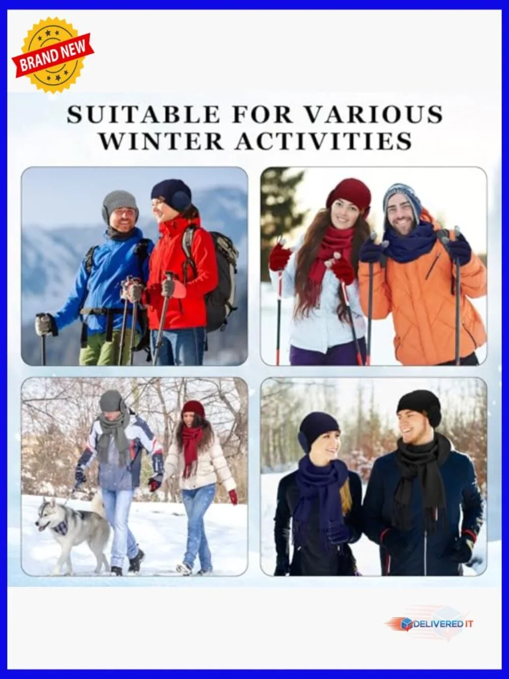 20-Piece Winter Hat Scarf Gloves & Ear Warmer Set Knit Beanie Touch Screen